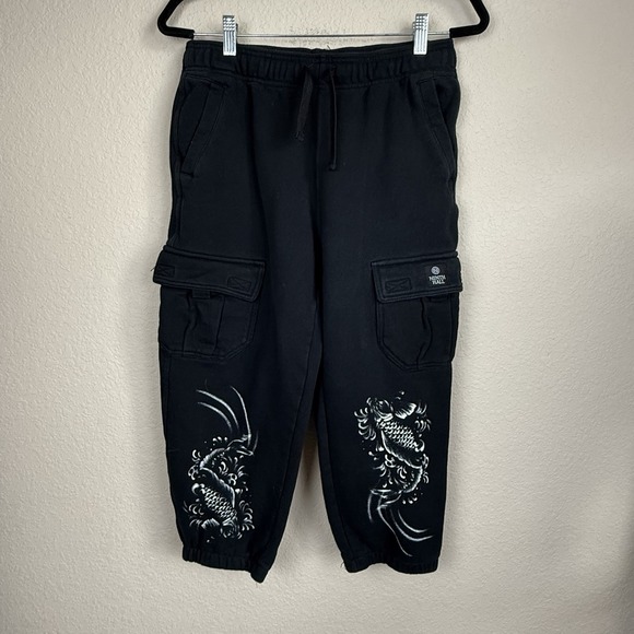 Ninth Hall Fundamentals Other - Ninth Hall Koi Fish Graphic Cargo Jogger Sweatpants Black Y2K Streetwear Sz L